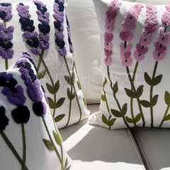 Funda de Cojín Bordado Lavandas Cuadrado