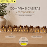 Set de 8 Casitas de Cerámica con Luz LED (Compra 6 y recibe 2 de regalo)
