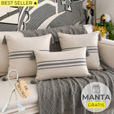 SET 3 FUNDAS DE COJÍN MARSELLA GRIS + MANTA DE REGALO