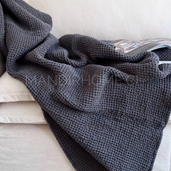 Manta Waffle Gris Algodón 205 x155cms