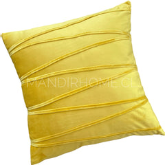 ¡Queda 1! Funda de Cojín Velvet Amarillo Mostaza Aplicación ZigZag