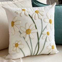 Funda de Cojín Bordado Margarita Pastel Cuadrada