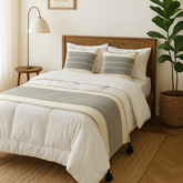 Set Piecera Trama Negro Tejido Borla 210x70cms + 2 Fundas Cojín 50x50cms