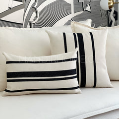 Funda de Cojín Boho Marsella Negro Tejido Rectangular - Mandir Home