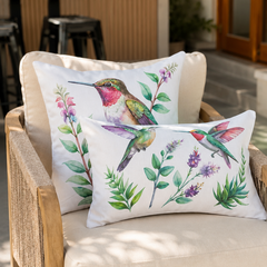 Funda de Cojín Estampada Colibríes Cuadrada