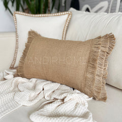 Funda de Cojín Natural Rústico Arpillera Rectangular 50x30cms