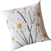 Funda de Cojín Bordado Margarita Pastel Cuadrada