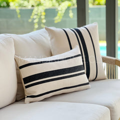 Funda de Cojín Boho Marsella Negro Tejido Rectangular - Mandir Home