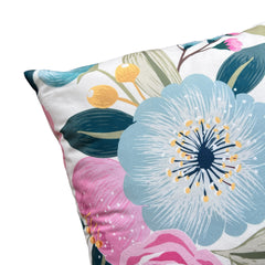 Funda de Cojín Estampada Flores Menta Rosado