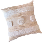 Funda de Cojín Jacinta Tres Pompones Premium Crudo Cuadrada