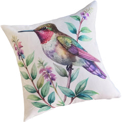 Funda de Cojín Estampada Colibríes Cuadrada