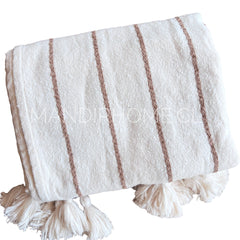 Manta Crudo Café Lana Líneas King 205x150cms