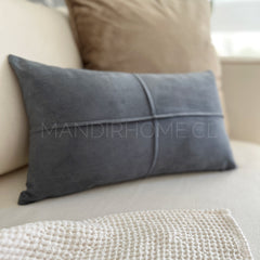 Funda de Cojín Gamuzado MAXI 50x30cms Gris Costuras Rectangular