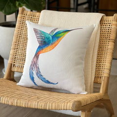 Funda de Cojín Estampada Botánico Colibrí