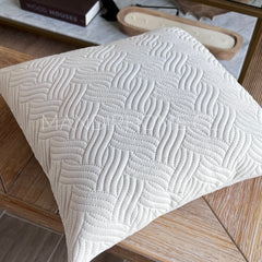 ¡Quedan 2! Funda de Cojín Terciopelo Costuras Trenza Blanco Invierno Cuadrada