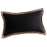 Funda de Cojín Negro Rústico Lino Yute Rectangular