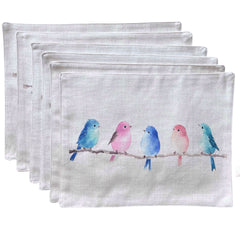 SET 6 Individuales Pajaritos Tela Repelente y Antimanchas