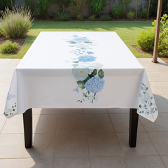 Mantel antimanchas Hortensias | lavable y sin plancha