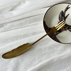Tenedor Cóctel/ Picoteo Pluma Dorado