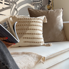 Funda de Cojín Natural Rústico Lino Yute Calma