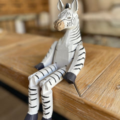 Cebra Madera Articulada 35cms Hecha A Mano