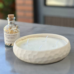 Vela Artesanal Decorativa 4 Mechas 18x5 cm + Fósforos de Regalo | Vela Grande para Centro de Mesa