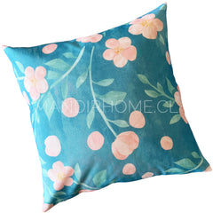 ¡Quedan 1! Funda de Cojín Estampada Acuarela Turquesa Menta Flores Botón Cuadrada