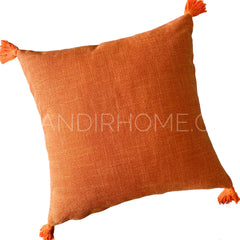 ¡Queda 1! Funda de Cojín Simple Naranjo Borlas Cuadrada