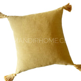 Funda de Cojín Lino Rústico Mostaza Cuadrado