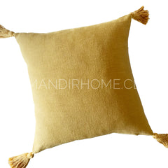 Funda de Cojín Lino Rústico Mostaza Cuadrado