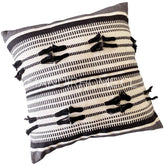 Funda Boho Kelim Lazos Negro Cuadrada