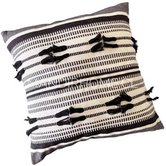 Funda Boho Kelim Lazos Negro Cuadrada