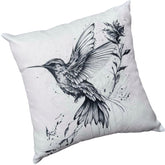 Funda de Cojín Estampada Grafito Colibrí