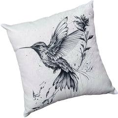 Funda de Cojín Estampada Grafito Colibrí