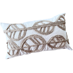 Funda de Cojín Natural Rústico Yute Hoja Redonda Rectangular