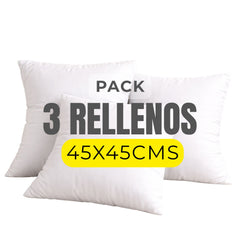 Pack 3 Rellenos de Cojín 45x45 Premium | Fibra Siliconada