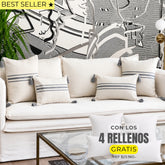4 FUNDAS PREMIUM MARSELLA GRIS + RELLENOS - Mandir Home