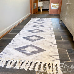 Textil Decorativo Piecera/ Alfombra Estampado Jaspeado Gris Tipo Kelim