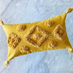 ¡Queda 1! Funda Cojín Boho Tribal Mostaza Rectangular 30x50cms