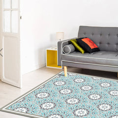 Alfombra Vinílica Mandala Turquesa 220x140cms/ A PEDIDO