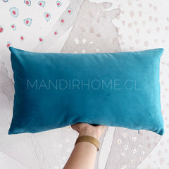 Funda de Cojín Velvet Liso Turquesa Rectangular