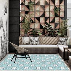 Alfombra Vinílica Mandala Turquesa 220x140cms/ A PEDIDO