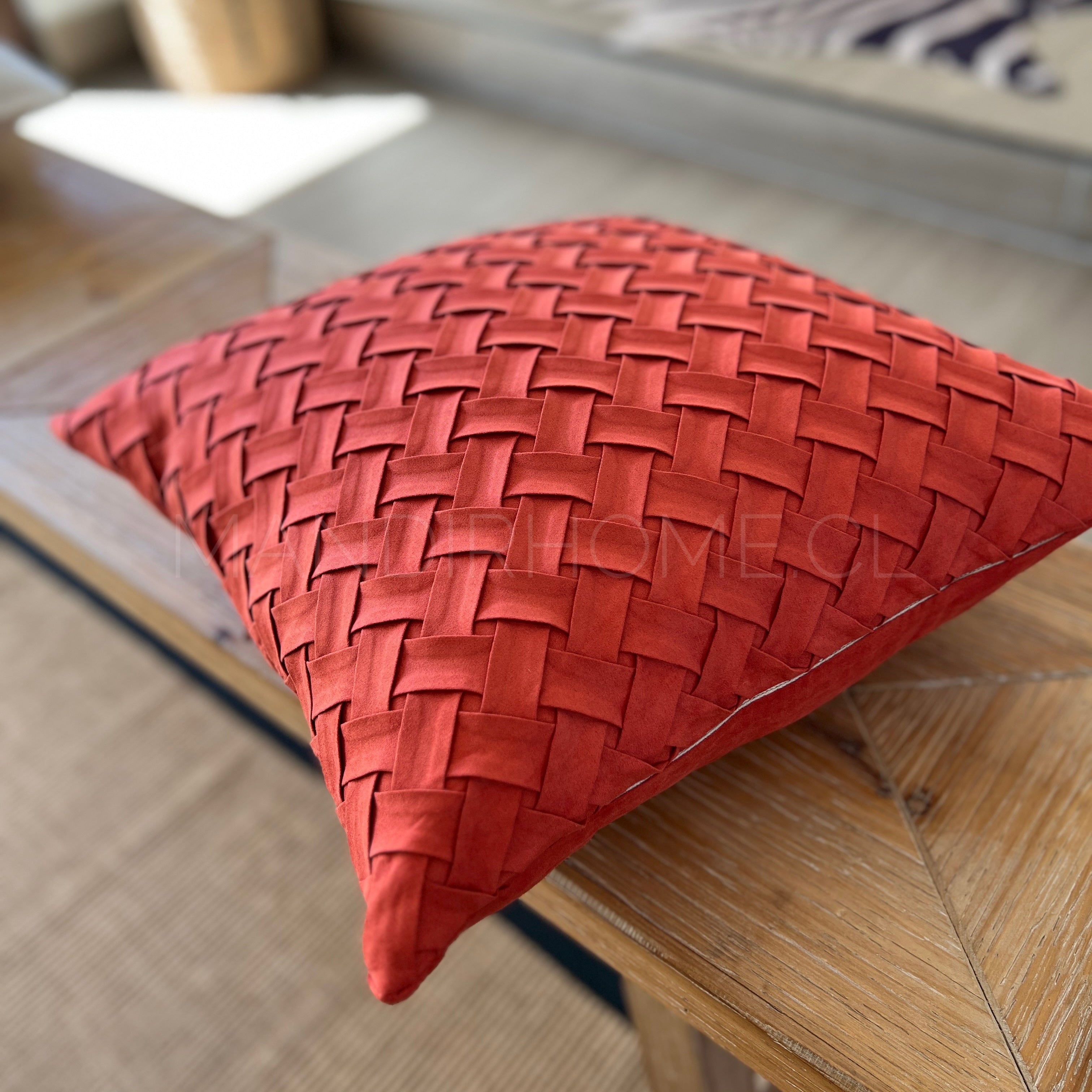 ¡Quedan 2! Funda Cojín Gamuza Entrelazado Naranjo Cuadrada