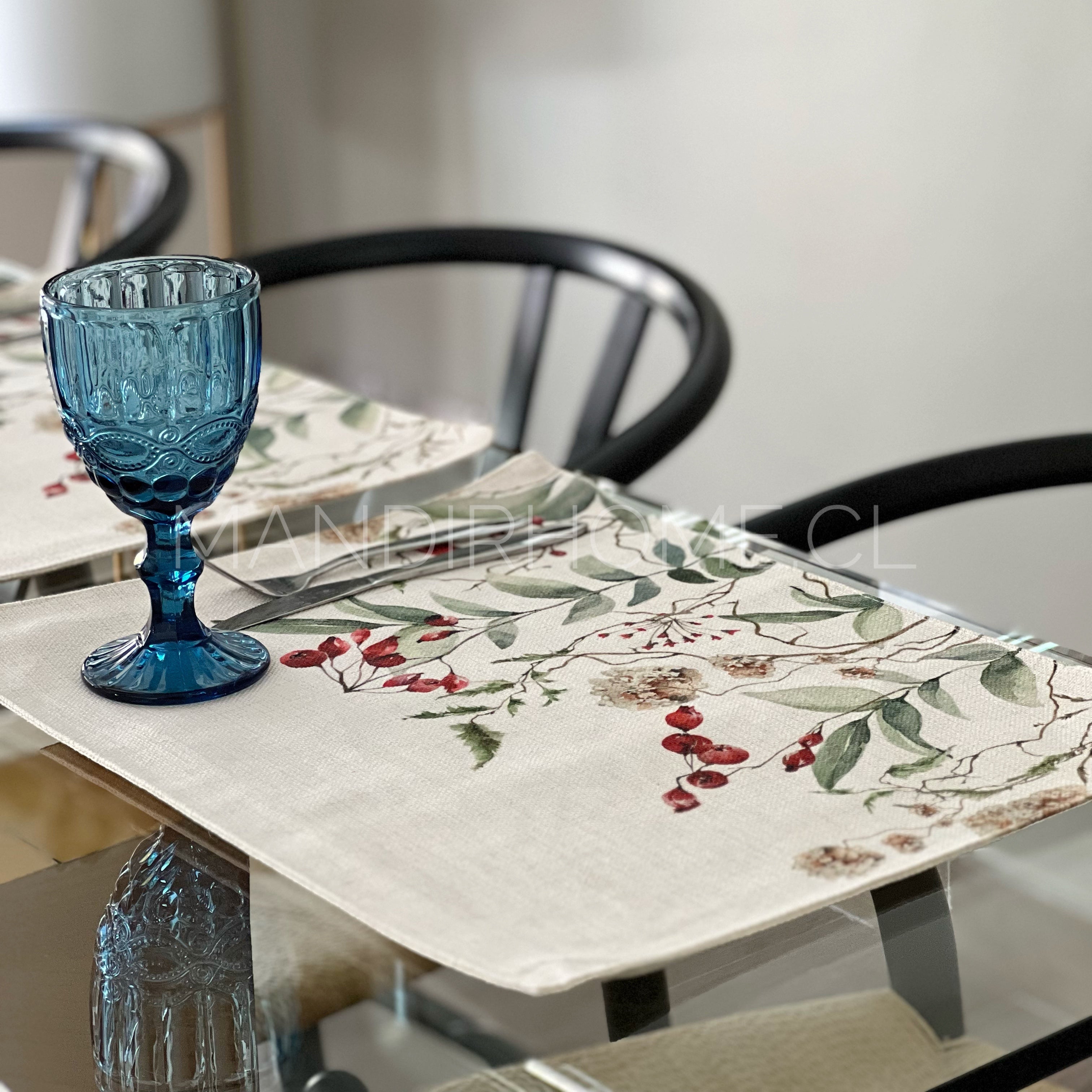 SET 6 Individuales Granada Tela Repelente y Antimanchas