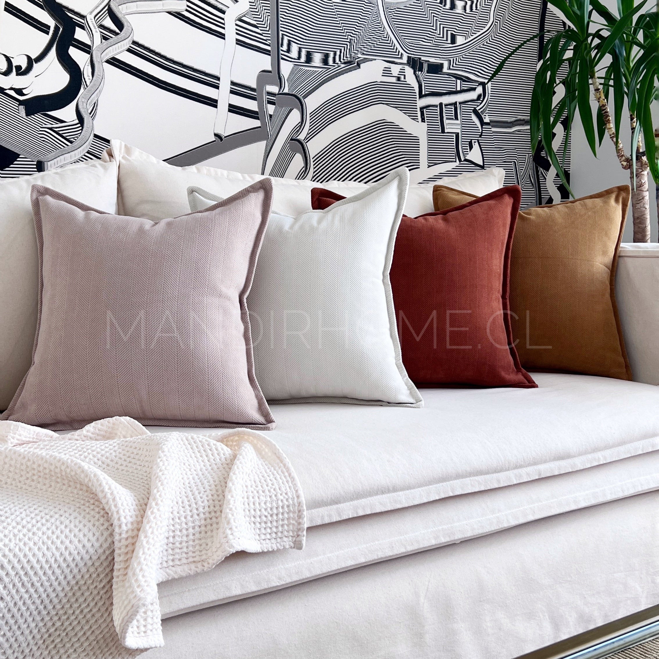 Funda de Cojín Pestaña Terracota Cuadrada