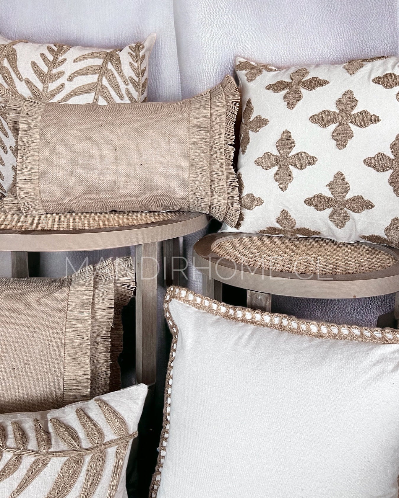 Funda de Cojín Natural Rústico Arpillera Cruceta Cuadrada 45x45cms