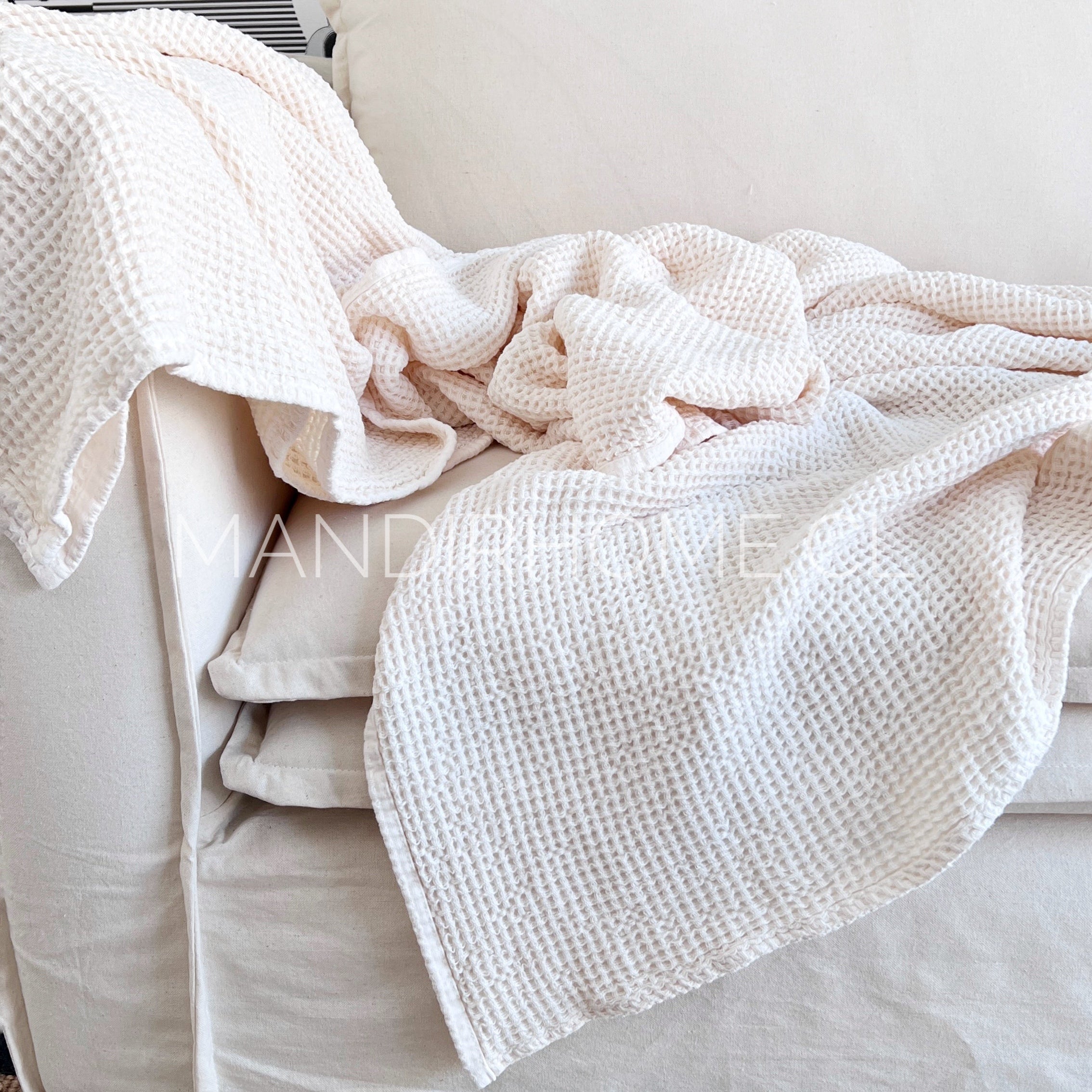 Manta Waffle Crudo Algodón 205 x155cms