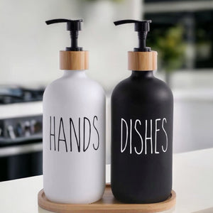 Set dispensador jabón y lavalozas monocromático + bandeja