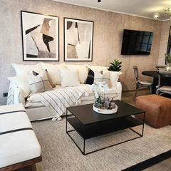 Manta Crudo Café Lana Líneas King 205x150cms