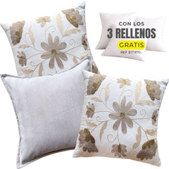 3 FUNDAS ESTELA Y BEIGE PESTAÑA + RELLENOS